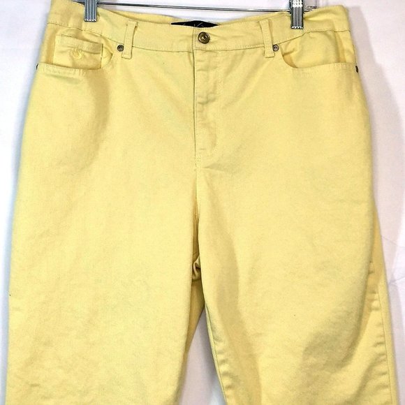 Gloria Vanderbilt Yellow Denim Slimming Jeans Size 16 Petite Stretch Amanda - Picture 10 of 11